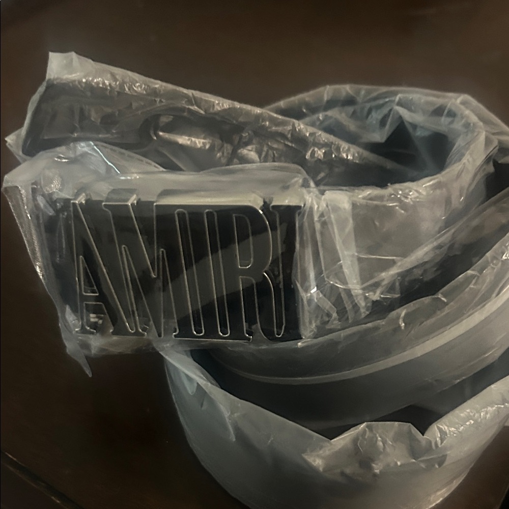 AMIRI Gray Belt with Logo Buckle